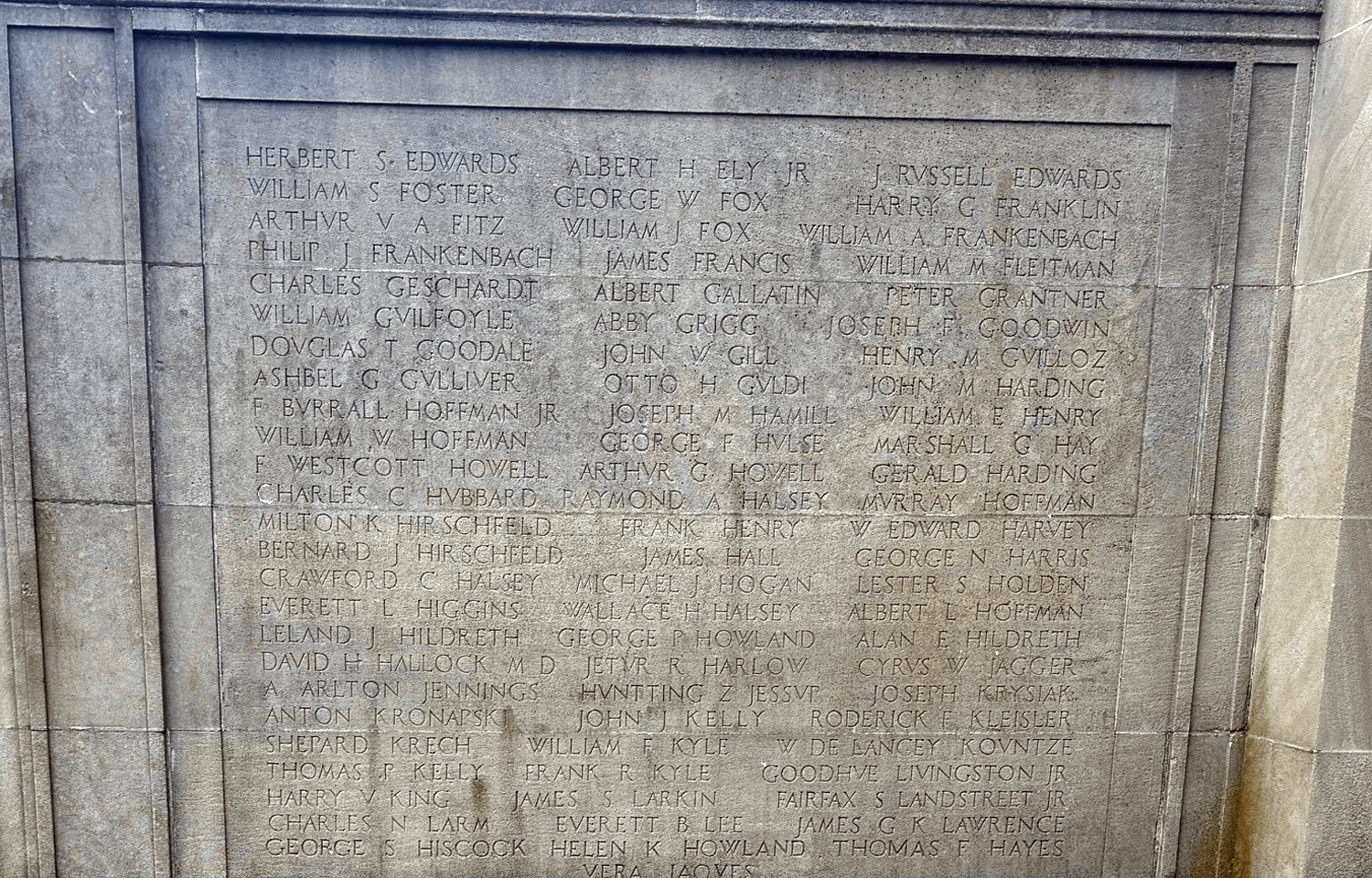 Engraved names of 325 Southampton servicemen