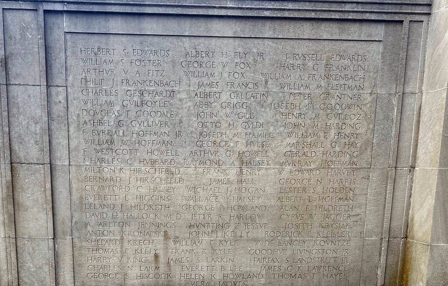 Engraved names of 325 Southampton servicemen